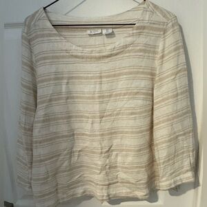 Sigrid Olsen Linen blend Top blouse pull over stripes light airy office street S